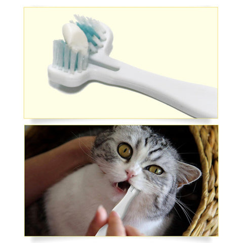 Cat Toothbrush Double Heads Teeth Brushing Multi-angle Cleaning